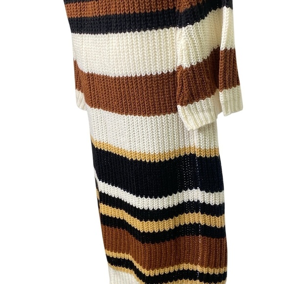 RUE21 Women's size XS Knit Cardigan Stripes Open Front Earthy Neutral Long - Picture 3 of 8